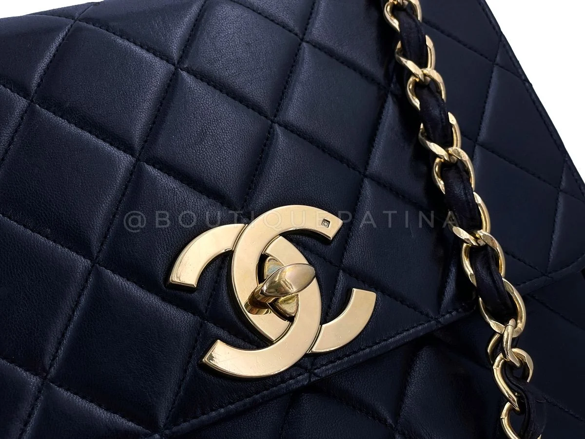 Chanel Vintage Black Tall Medium Classic Flap Bag Messenger 24k GHW - Image 8