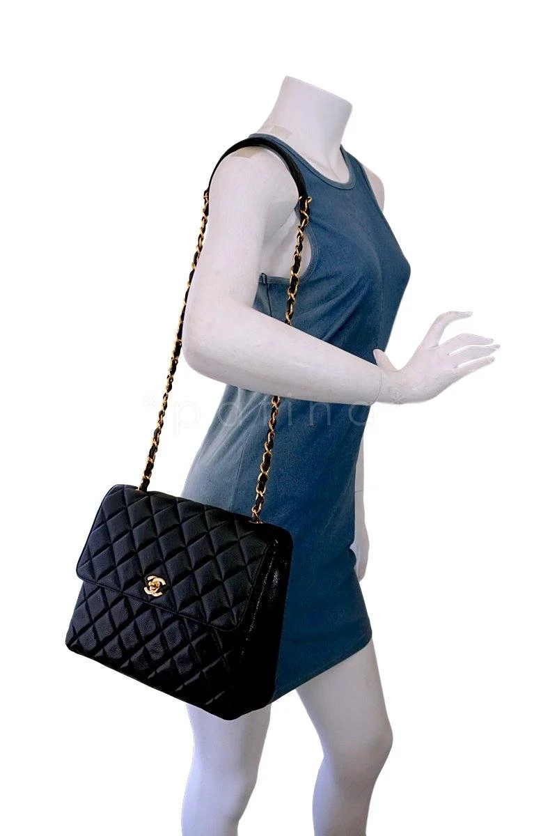 Chanel Vintage Caviar Classic Tall Medium Flap Bag 24k GHW - Image 13