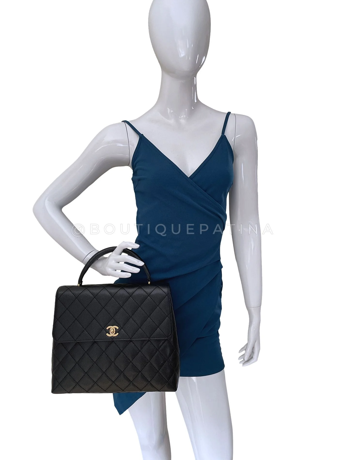 Chanel Vintage Caviar Kelly Bag Black 2002 24k GHW KET - Image 14