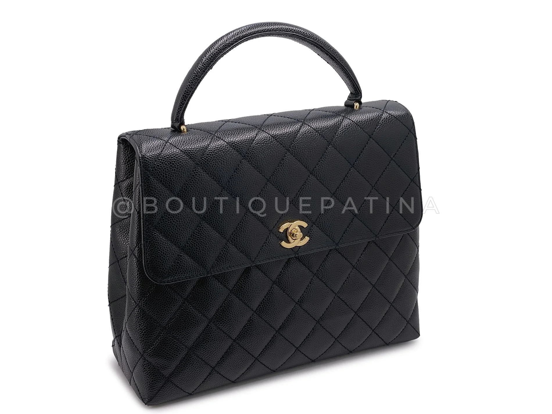 Chanel Vintage Caviar Kelly Bag Black 2002 24k GHW KET - Image 2