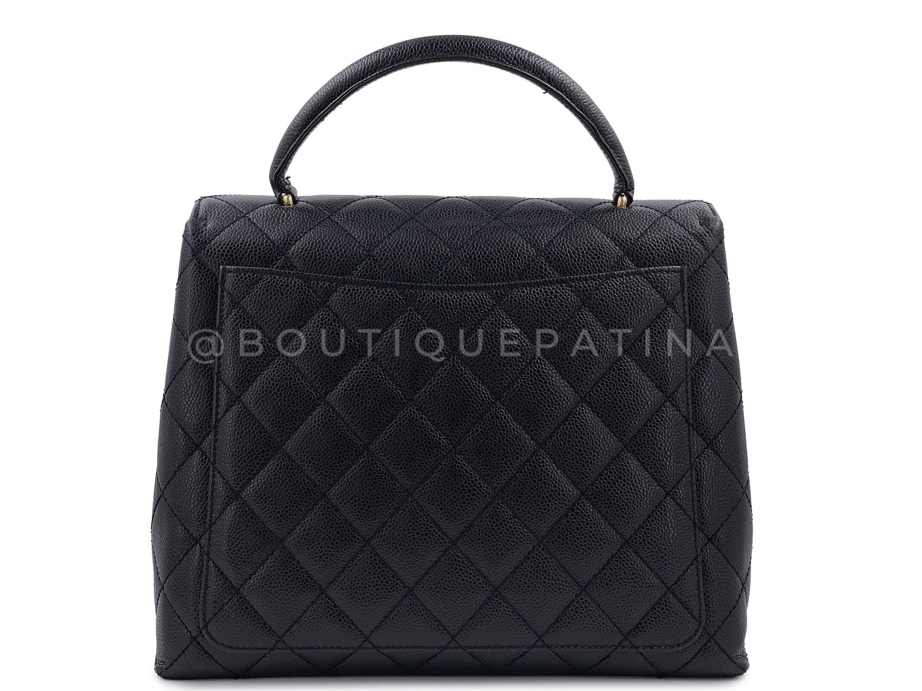 Chanel Vintage Caviar Kelly Bag Black 2002 24k GHW KET - Image 5