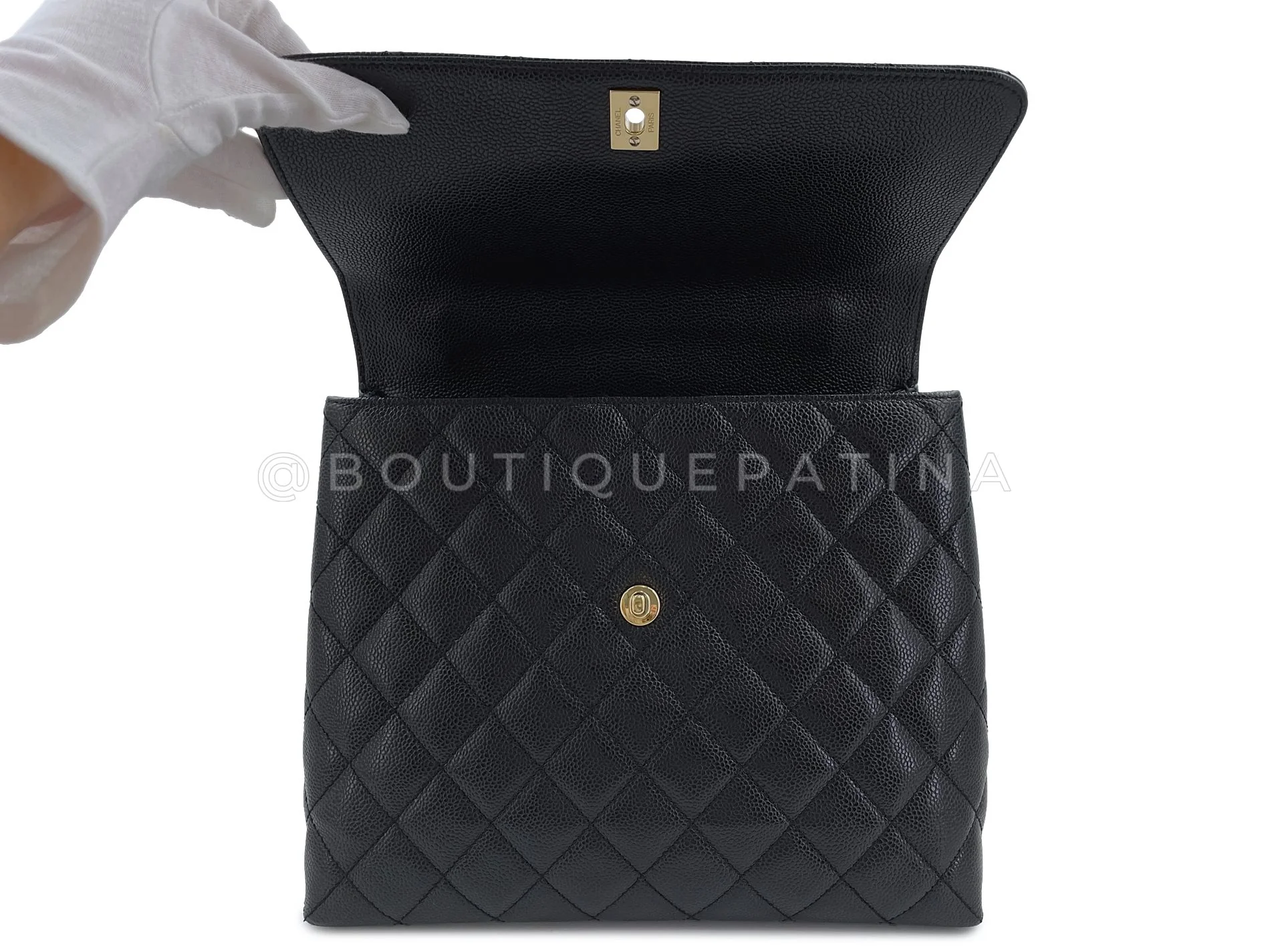 Chanel Vintage Caviar Kelly Bag Black 2002 24k GHW KET - Image 9