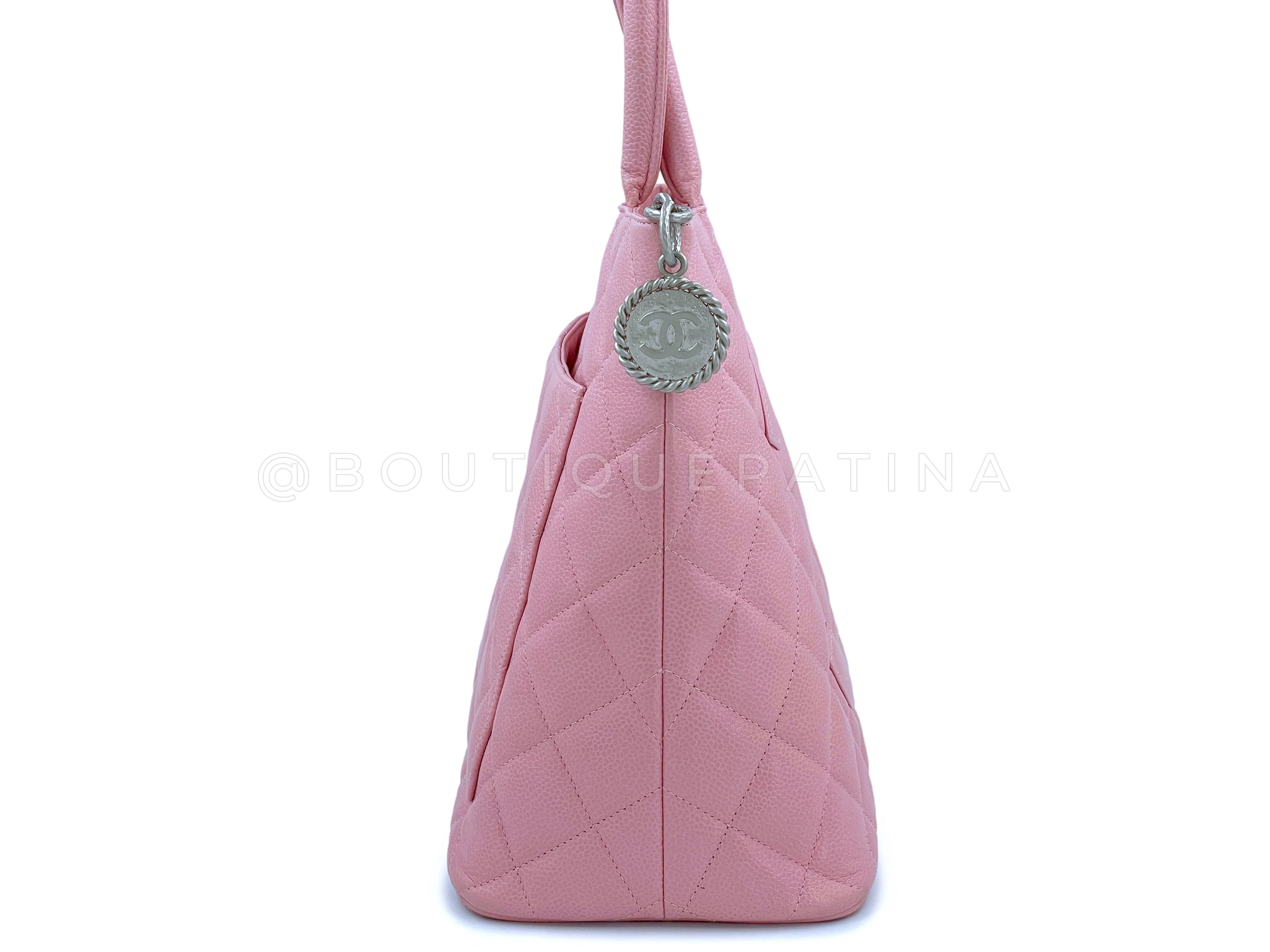 Chanel Vintage Caviar Medallion Tote Bag Sakura Pink - Image 3