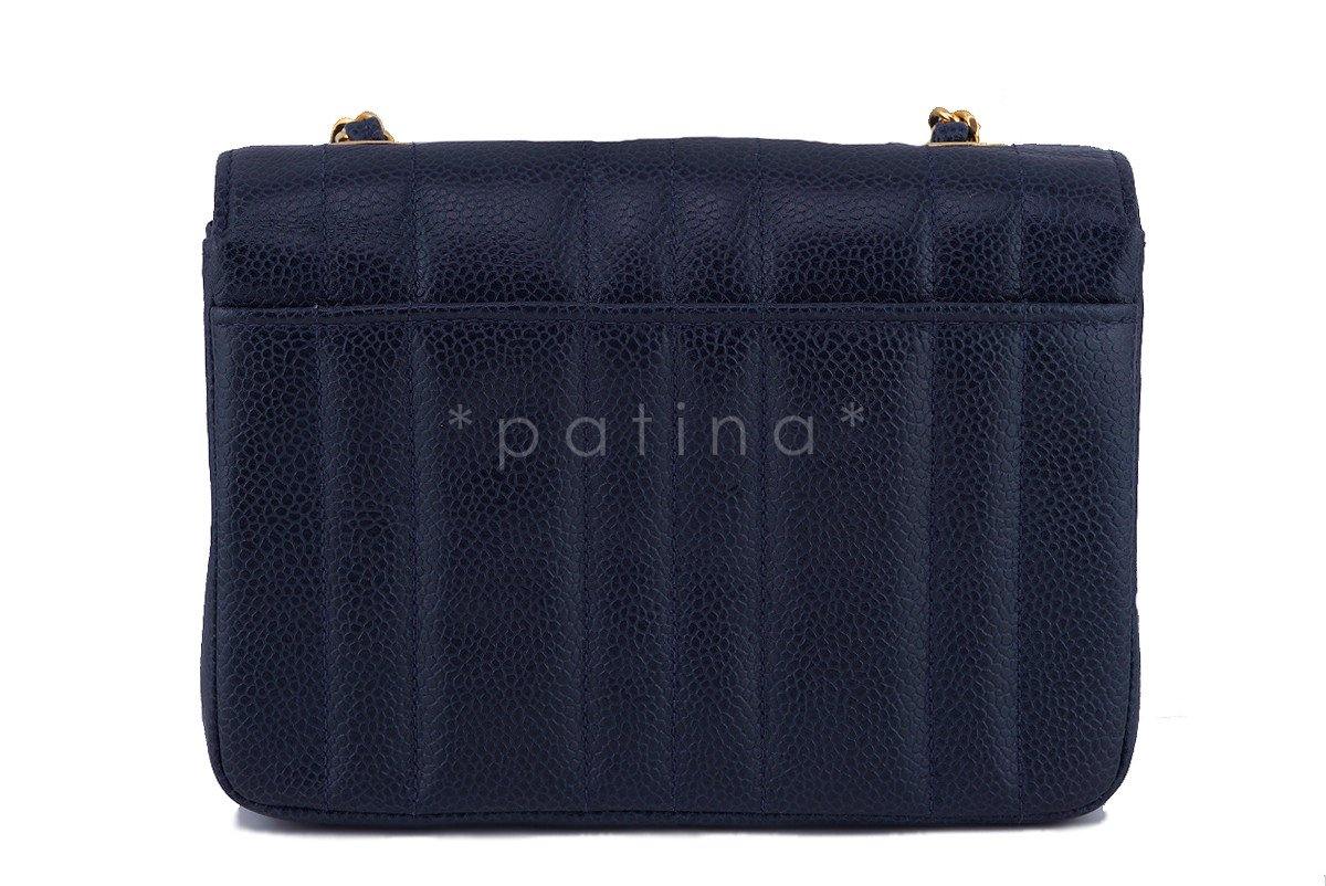 Chanel Vintage Caviar Navy Blue Mademoiselle Classic Mini Flap Bag - Image 4