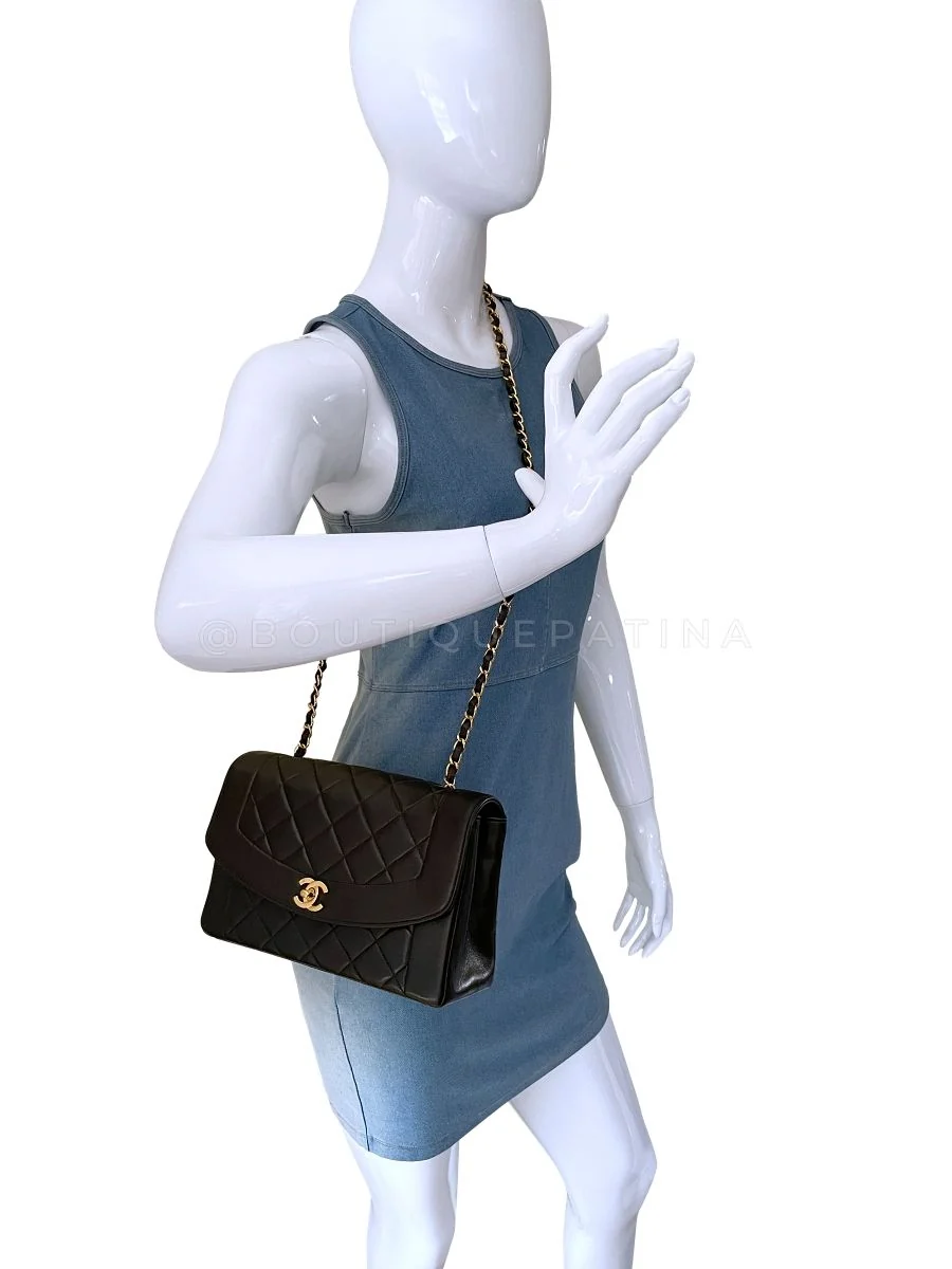 Chanel Vintage Diana Flap Bag Black Medium 24k GHW Pocket - Image 14