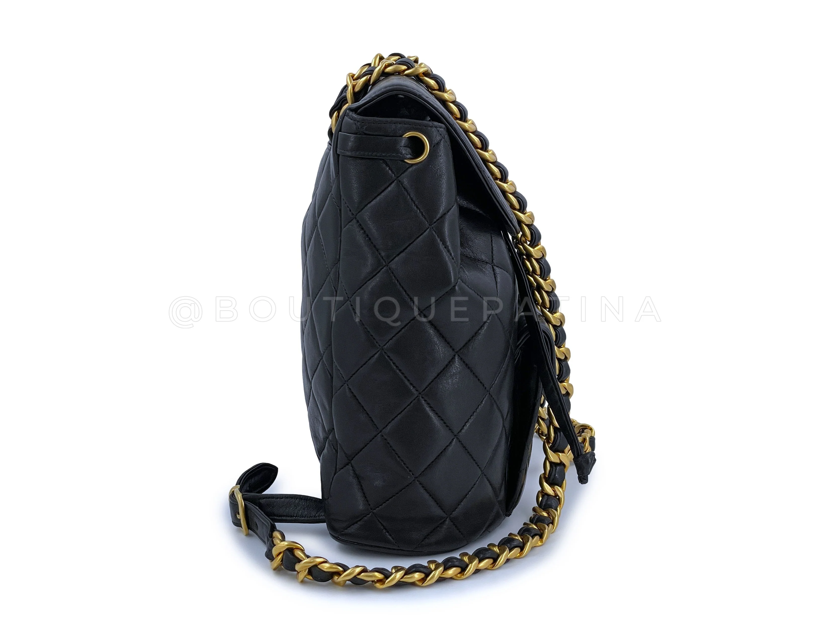Chanel Vintage Duma Backpack Bag 24k GHW Black Lambskin - Image 4