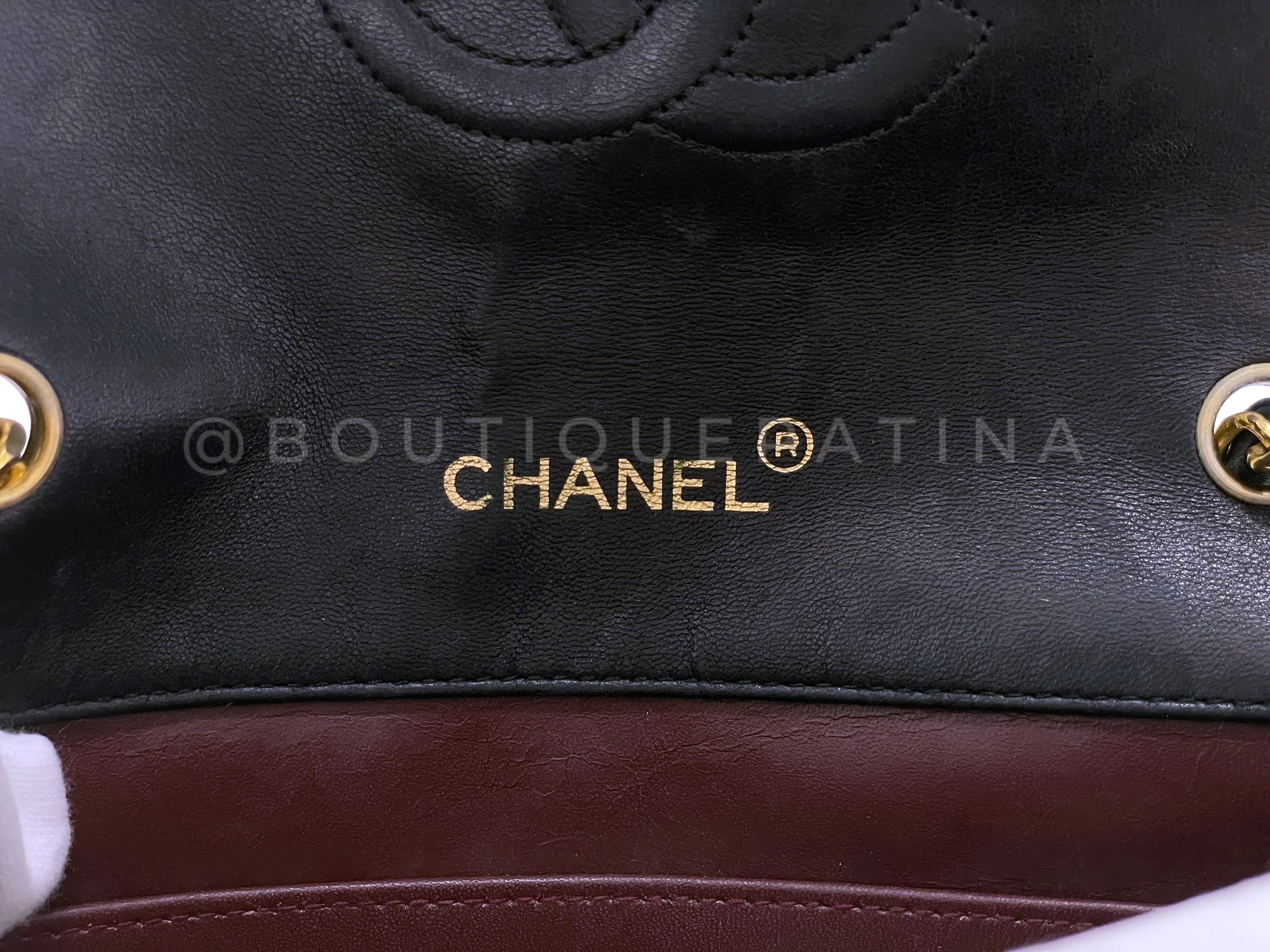 Chanel Vintage Late 80s Black Round Half Moon Flap Bag 24k GHW Lambskin HWA - Image 11