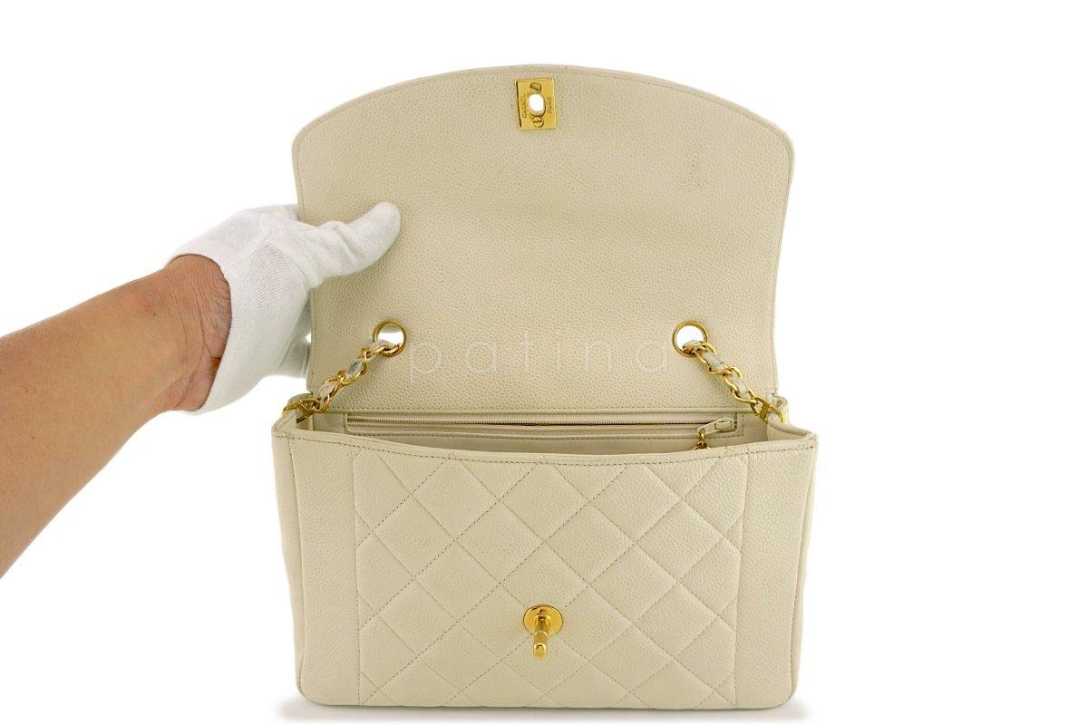 Chanel Vintage Light Beige Caviar Quilted Classic "Diana" Flap Bag - Image 9