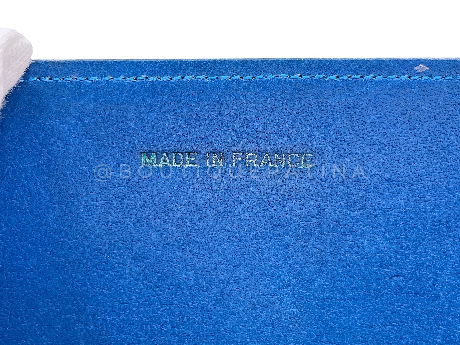 Chanel Vintage Lizard Full Flap Bag Turquoise Blue 1WX - Image 12