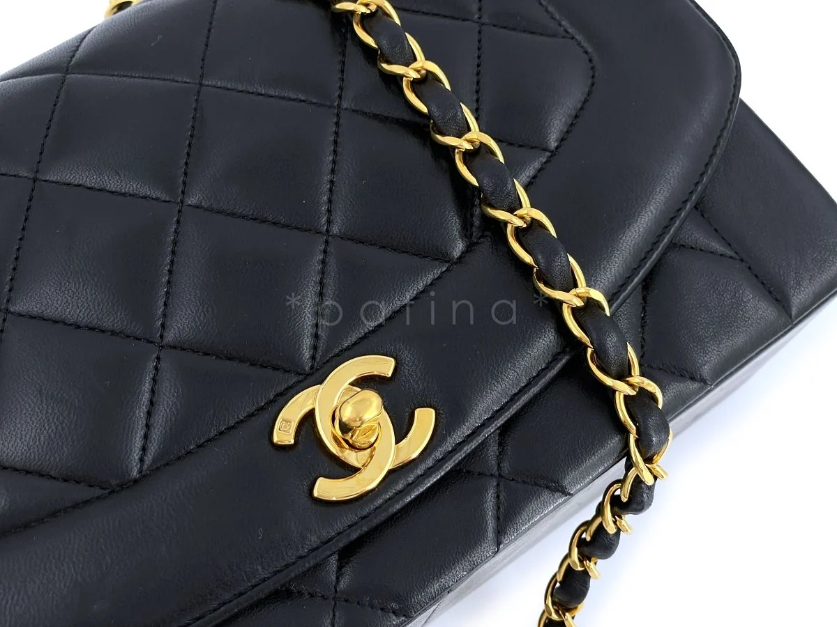 Chanel Vintage Medium Diana Flap Bag Black Lambskin 24k GHW - Image 8