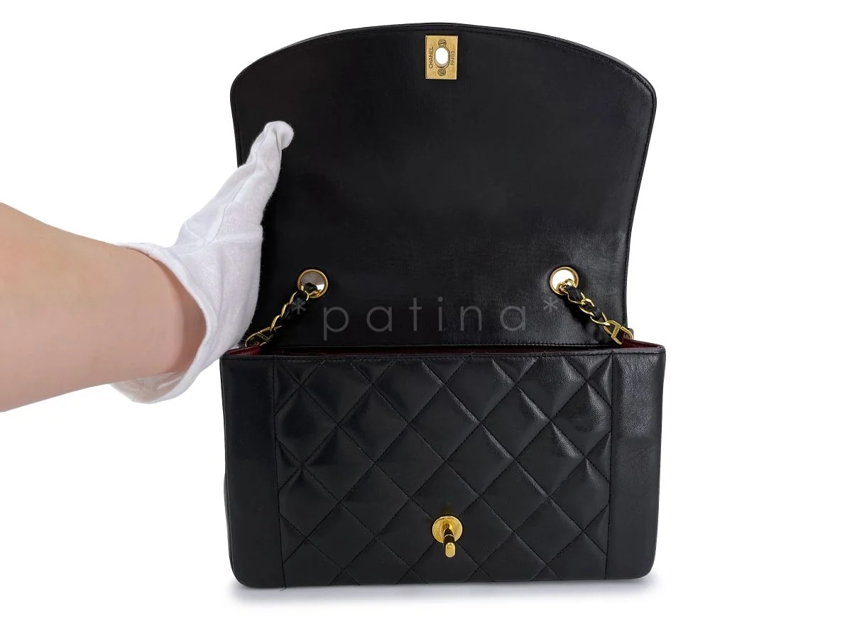 Chanel Vintage Medium Diana Flap Bag Black Lambskin 24k GHW - Image 9