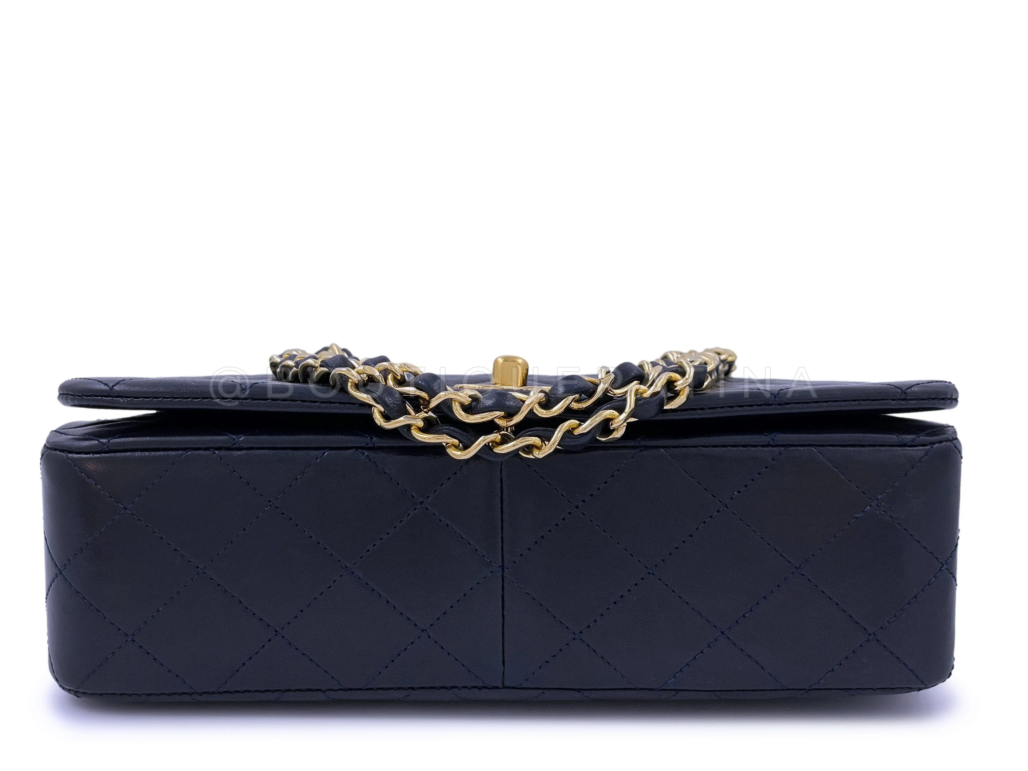 Chanel Vintage Midnight Black Timeless Classic Full Flap Bag 24k GHW - Image 6