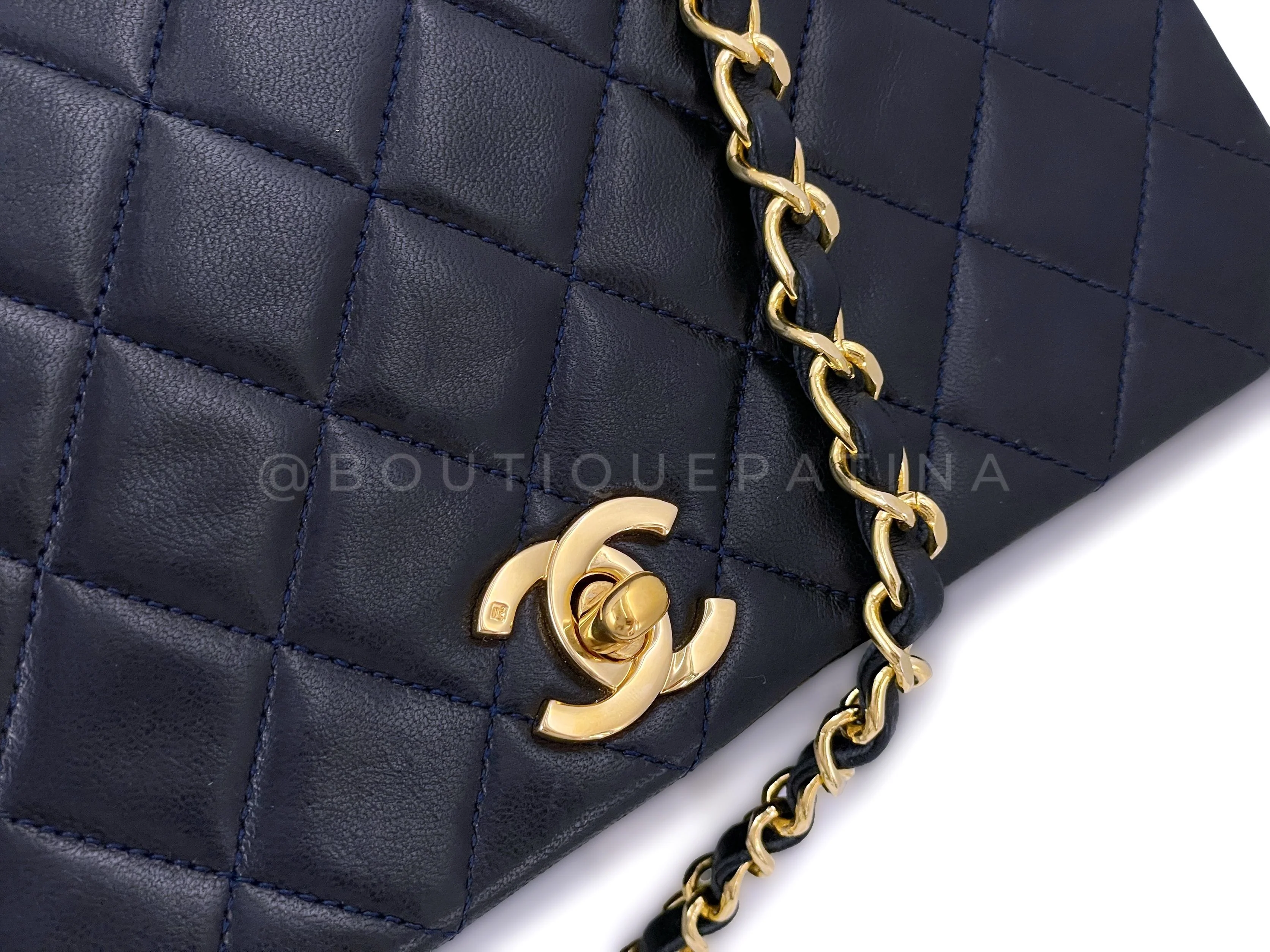 Chanel Vintage Midnight Black Timeless Classic Full Flap Bag 24k GHW - Image 8
