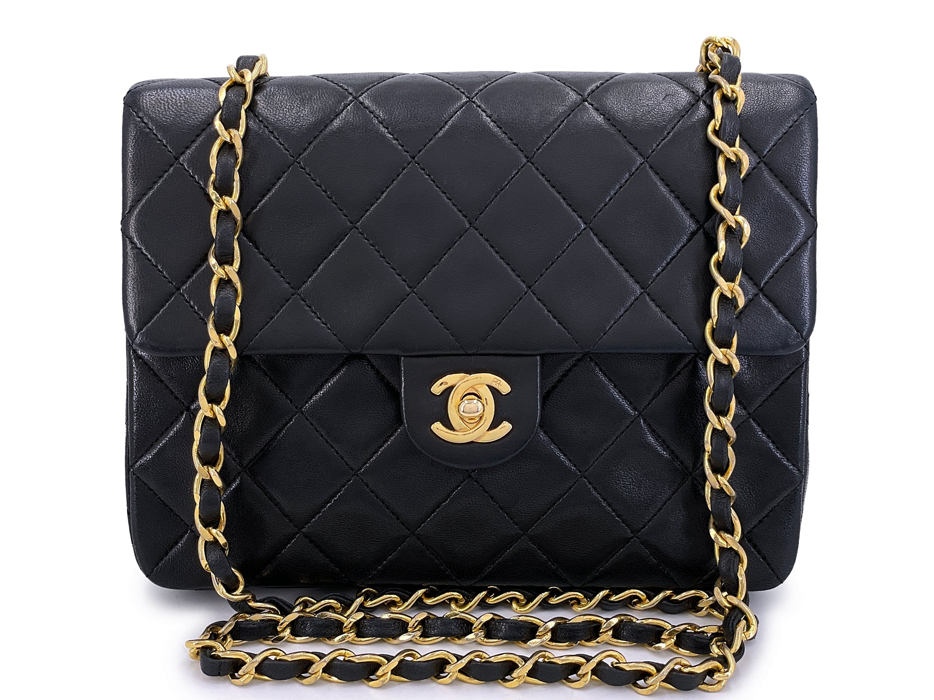 Chanel Vintage Mini 20cm Flap Bag Classic Lambskin 24k GHW FEL