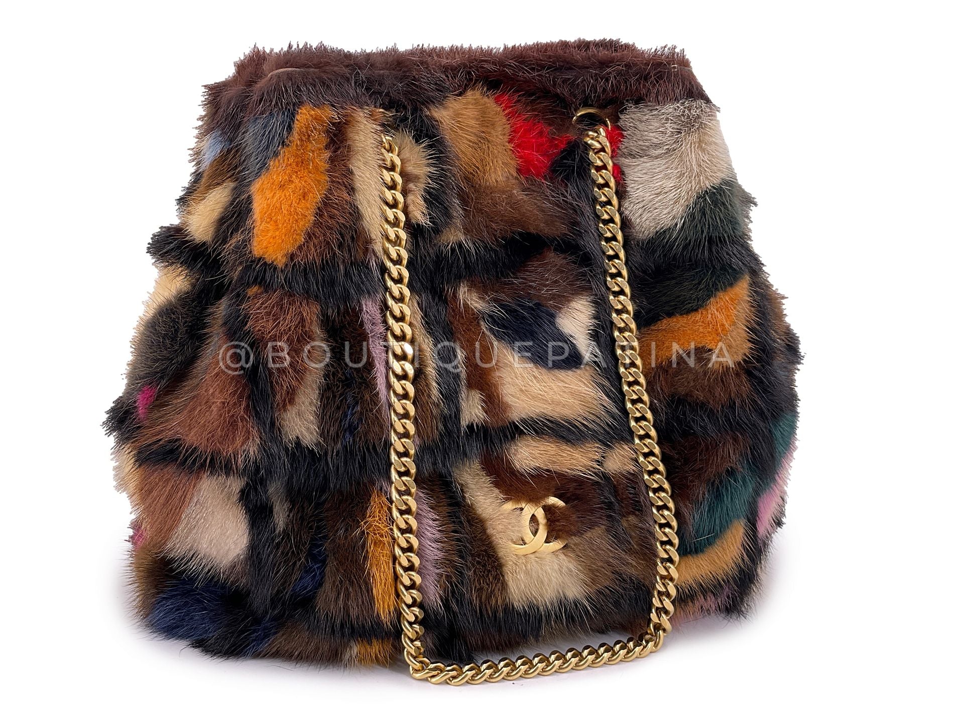 Rare Chanel 2000 Vintage Mink Fur Patchwork Tote Bag GHW 812 - Image 2