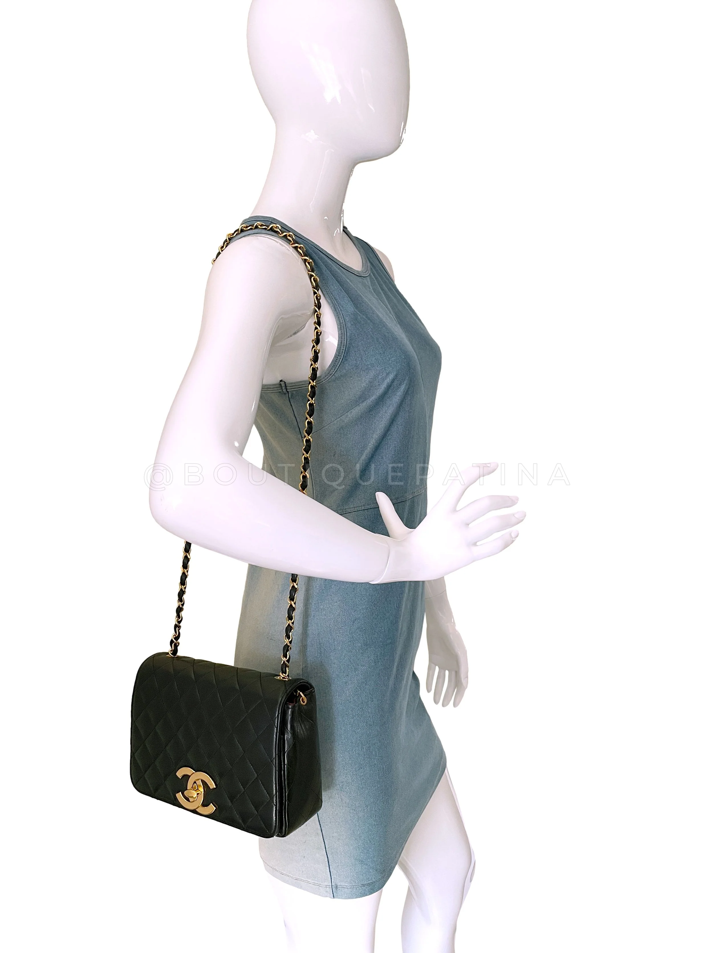 Chanel Vintage Quilted Classic Full Flap Bag 24k GHW Black Lambskin - Image 14