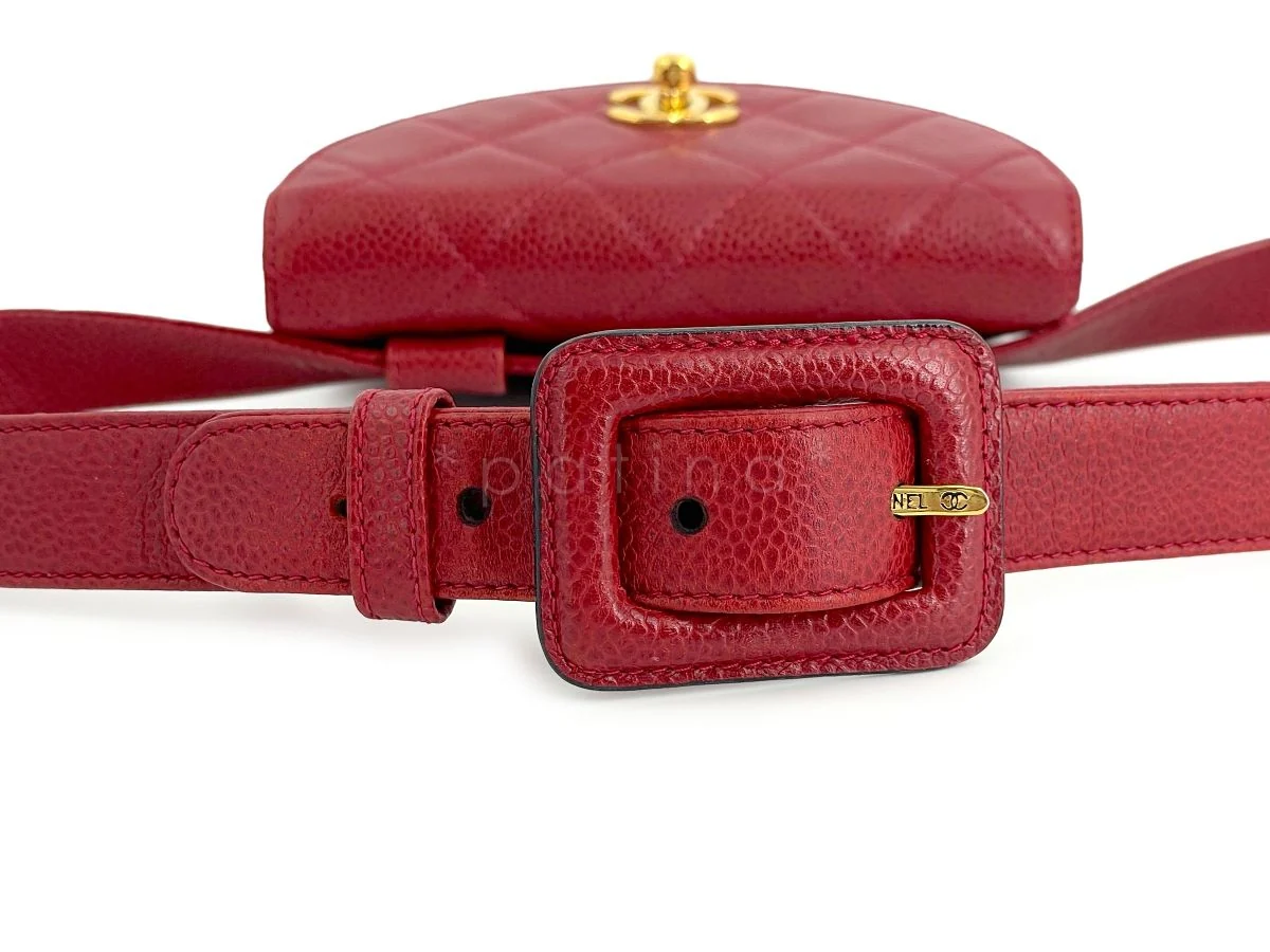 Chanel Vintage Red Caviar Belt Bag Rounded Fanny Pack - Image 17