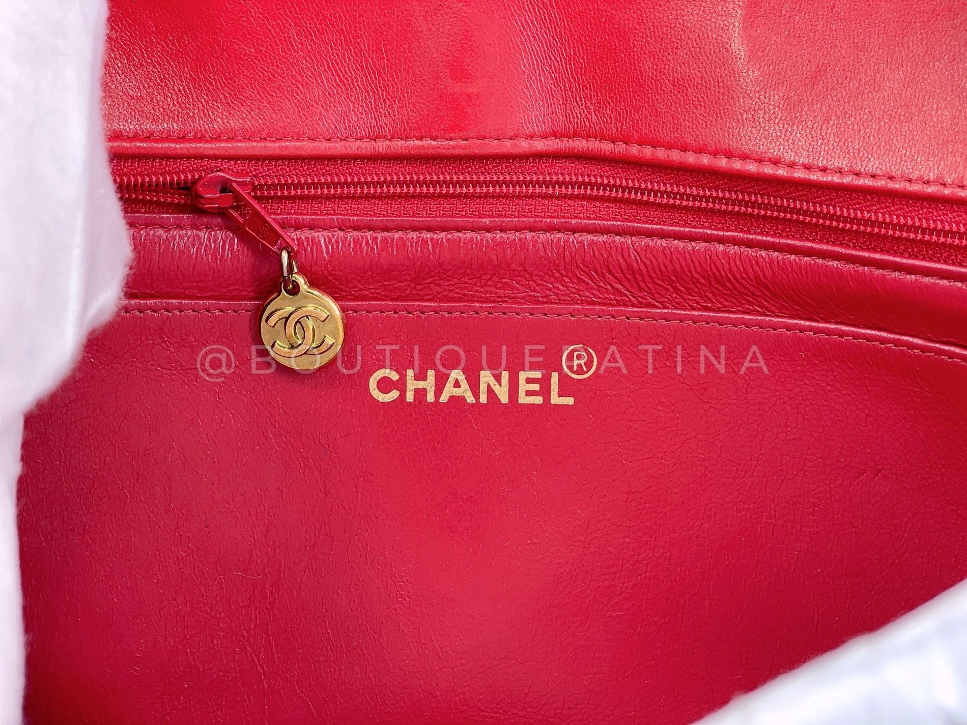 Chanel Vintage Red Diana Flap Bag Medium Lambskin 24k GHW 1994 44T - Image 11