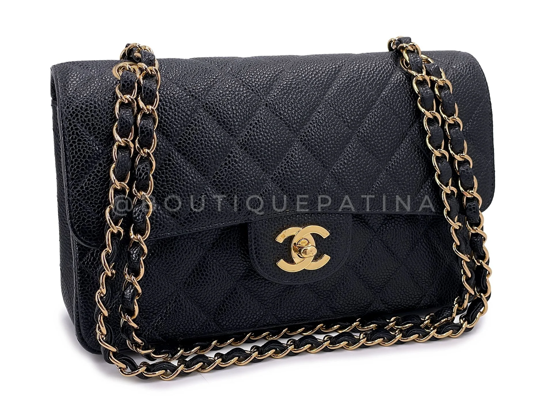 Chanel Vintage Small Caviar Classic Flap Bag Black 24k GHW 2003 9TI - Image 2