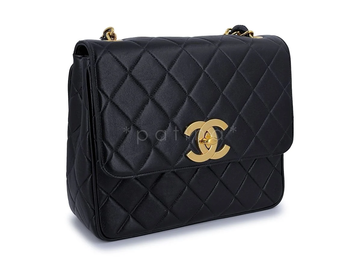 Chanel Vintage 1995 Square Medium Crossbody Classic Flap Bag 24k GHW - Image 3