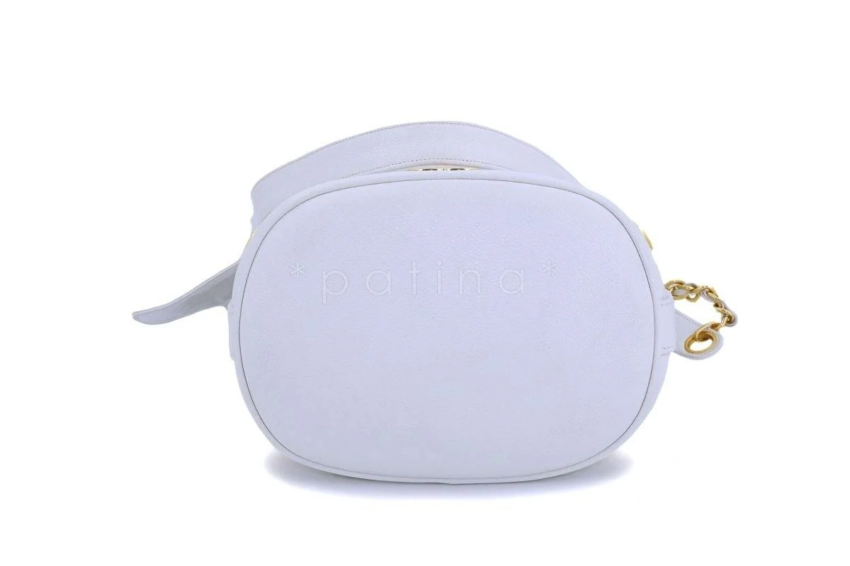 Chanel Vintage White Caviar Small Drawstring Tote Bag 24k GHW - Image 5