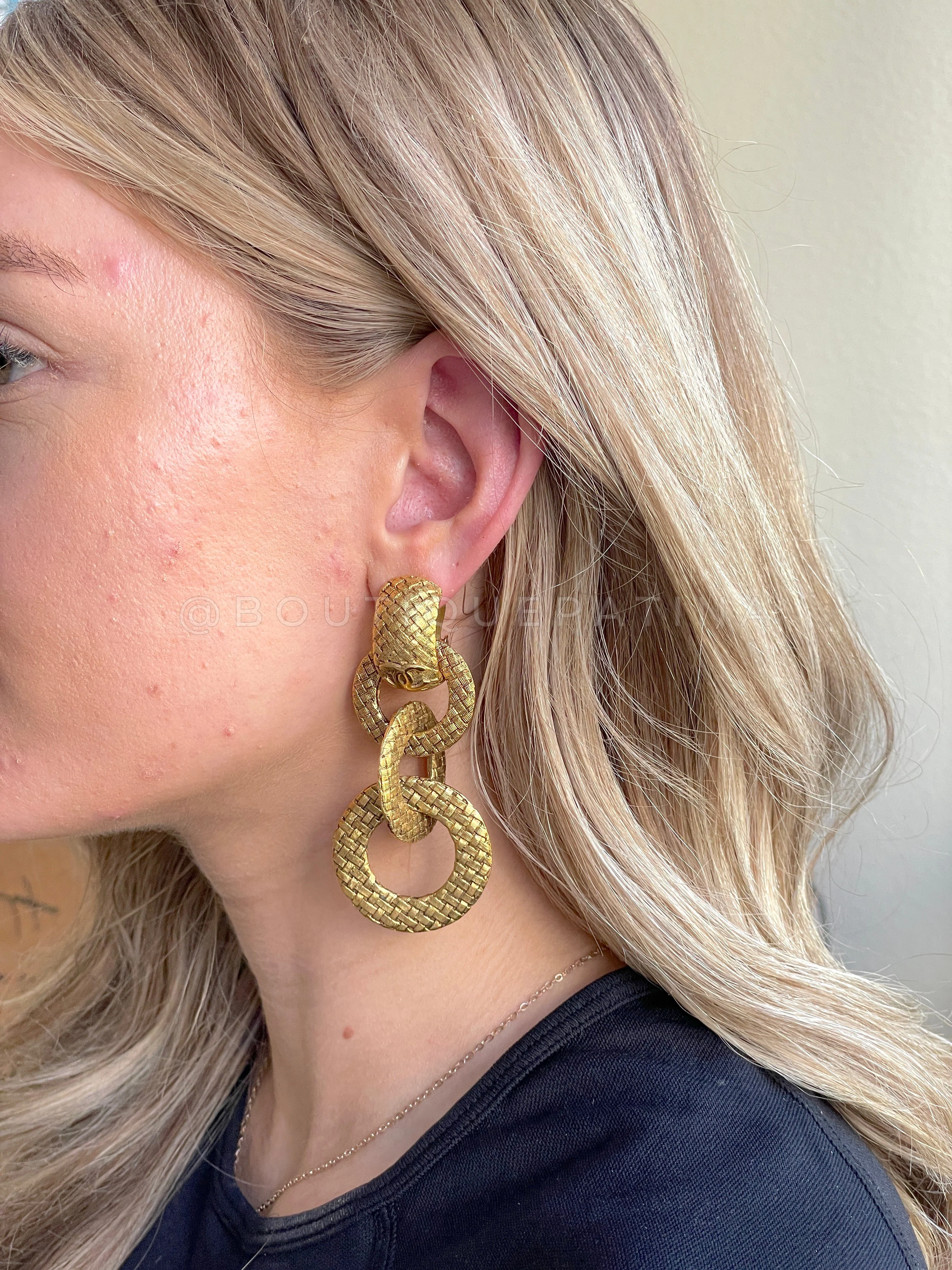 Chanel Vintage Woven Long Multi Hoop Door Knocker Earrings Collection 29 - Image 4