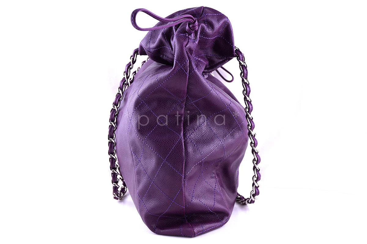 Chanel Violet Soft Caviar Large Logo Tote Bag - Image 2