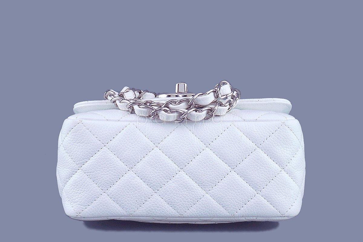 Chanel White Caviar Classic Quilted Square Mini 2.55 Flap Bag - Image 6