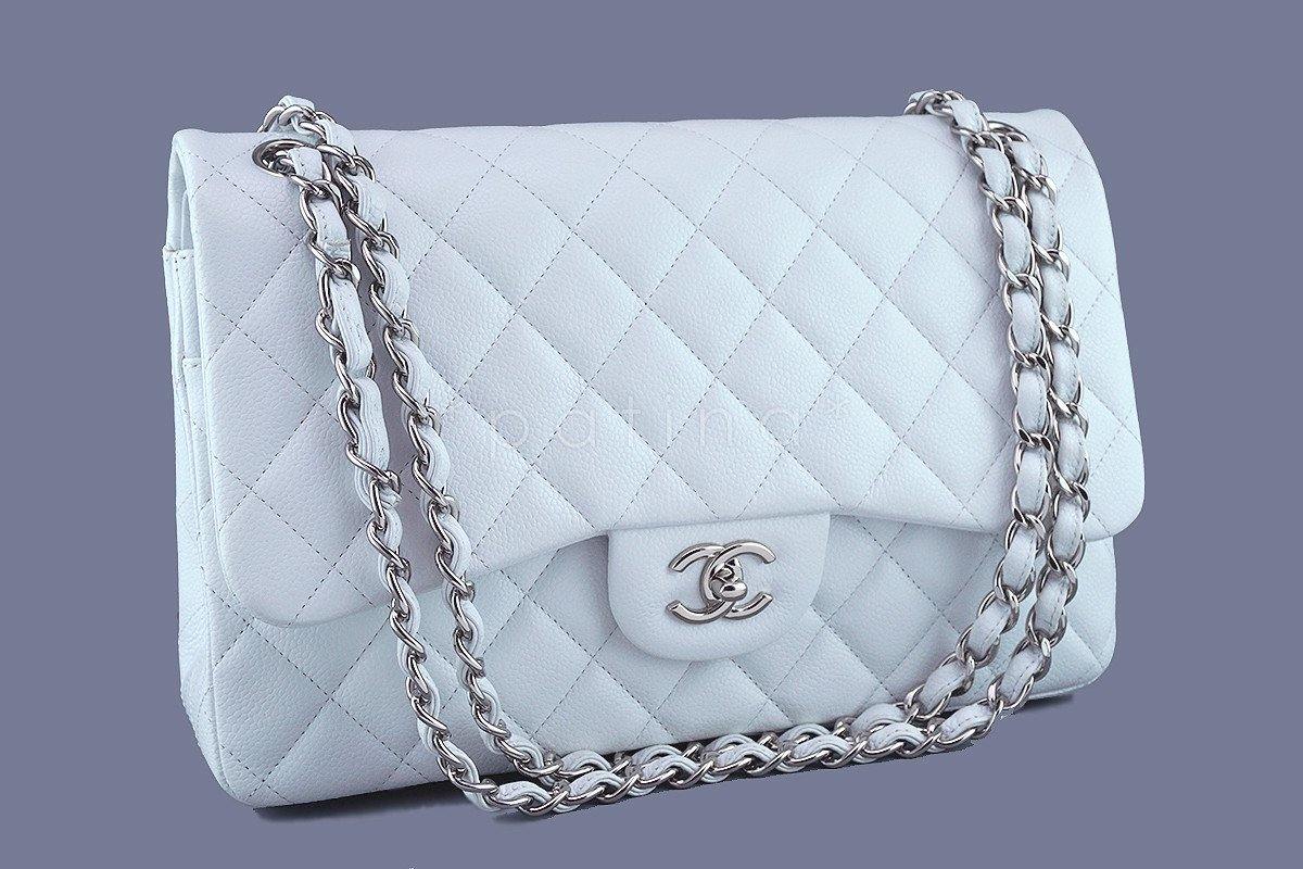 Chanel White Caviar Jumbo 2.55 Classic Double Flap Bag SHW JYO - Image 2