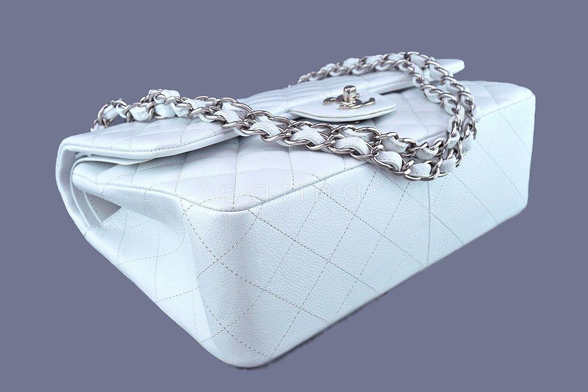 Chanel White Caviar Jumbo 2.55 Classic Double Flap Bag SHW JYO - Image 7