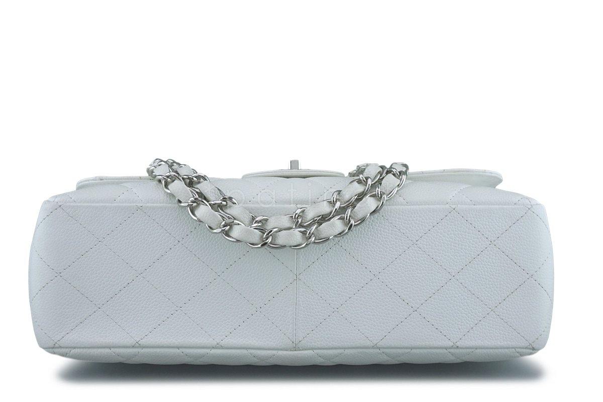 Chanel White Caviar Jumbo 2.55 Classic Flap Bag SHW - Image 6