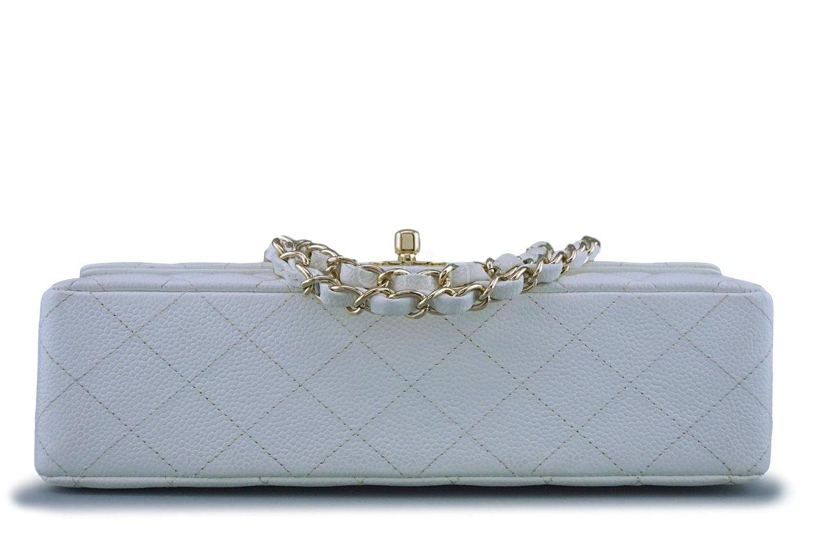 Chanel White Caviar Medium Classic 2.55 Double Flap Bag 18k GHW - Image 6
