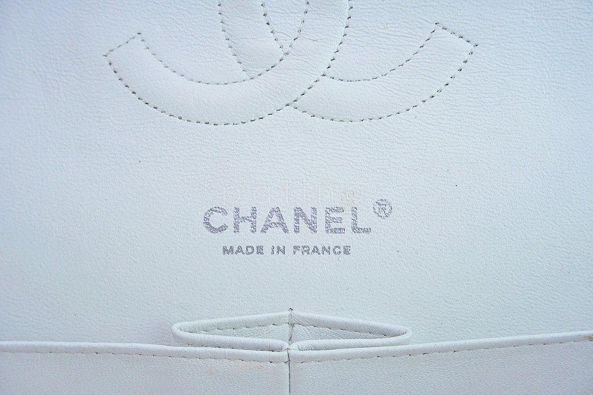 Chanel White Caviar Medium Classic 2.55 Double Flap Bag SHW - Image 11