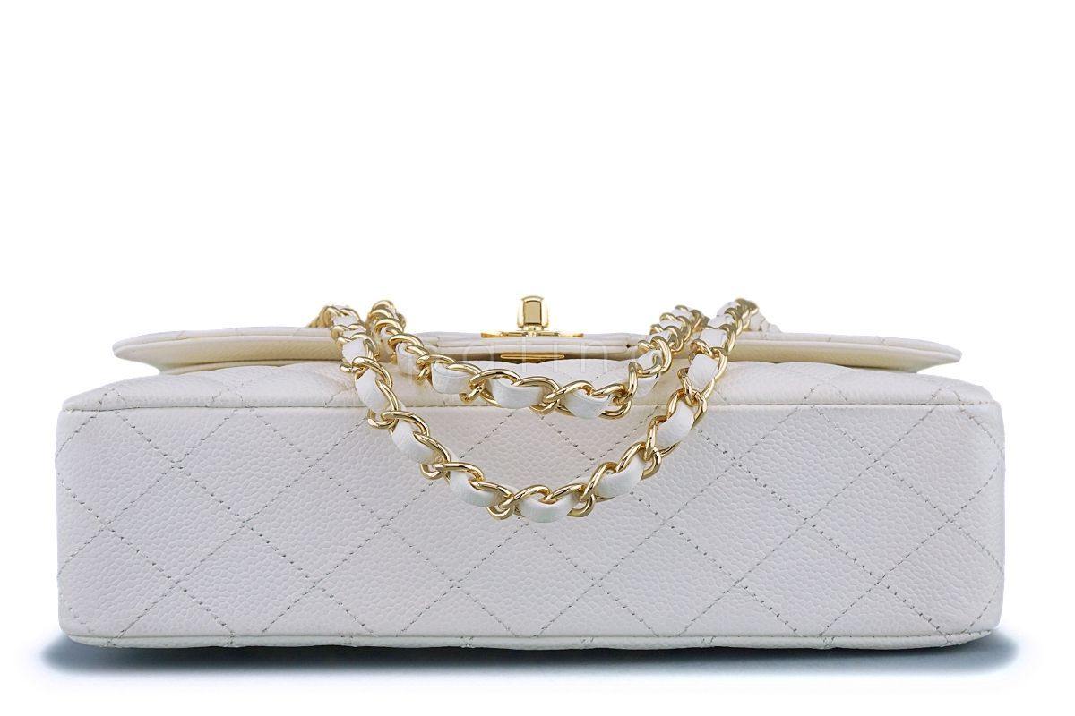 Chanel White Caviar Medium Classic Double Flap Bag 24k GHW 4RF - Image 6