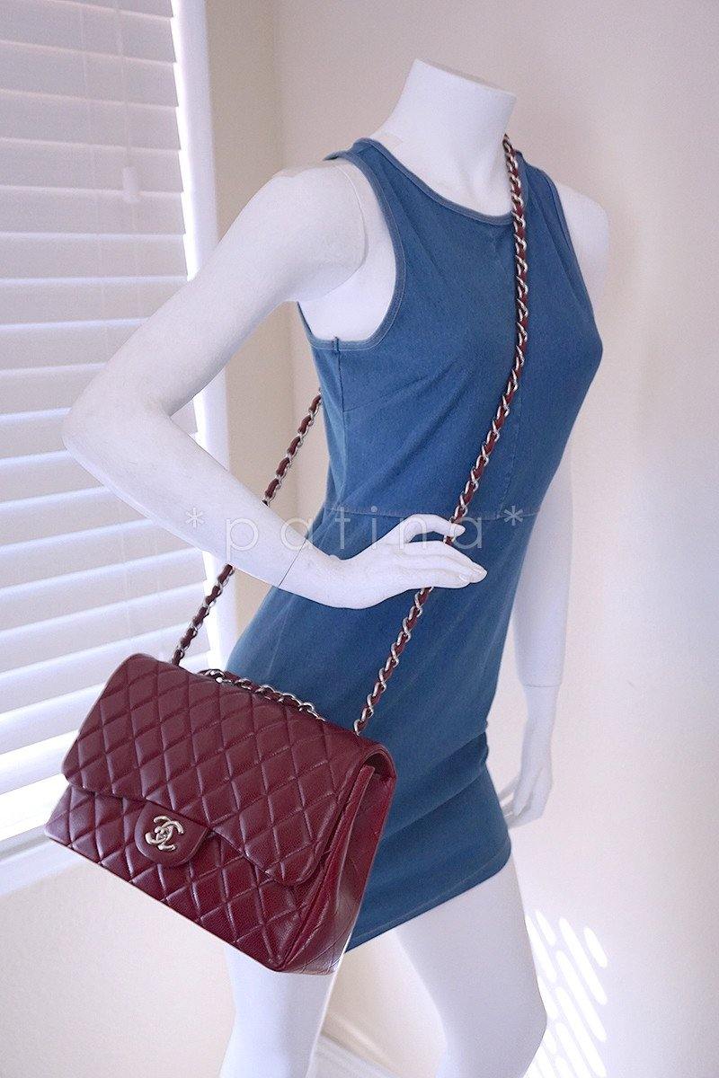Chanel Wine Red Caviar Jumbo 2.55 Classic Flap Bag - Image 14