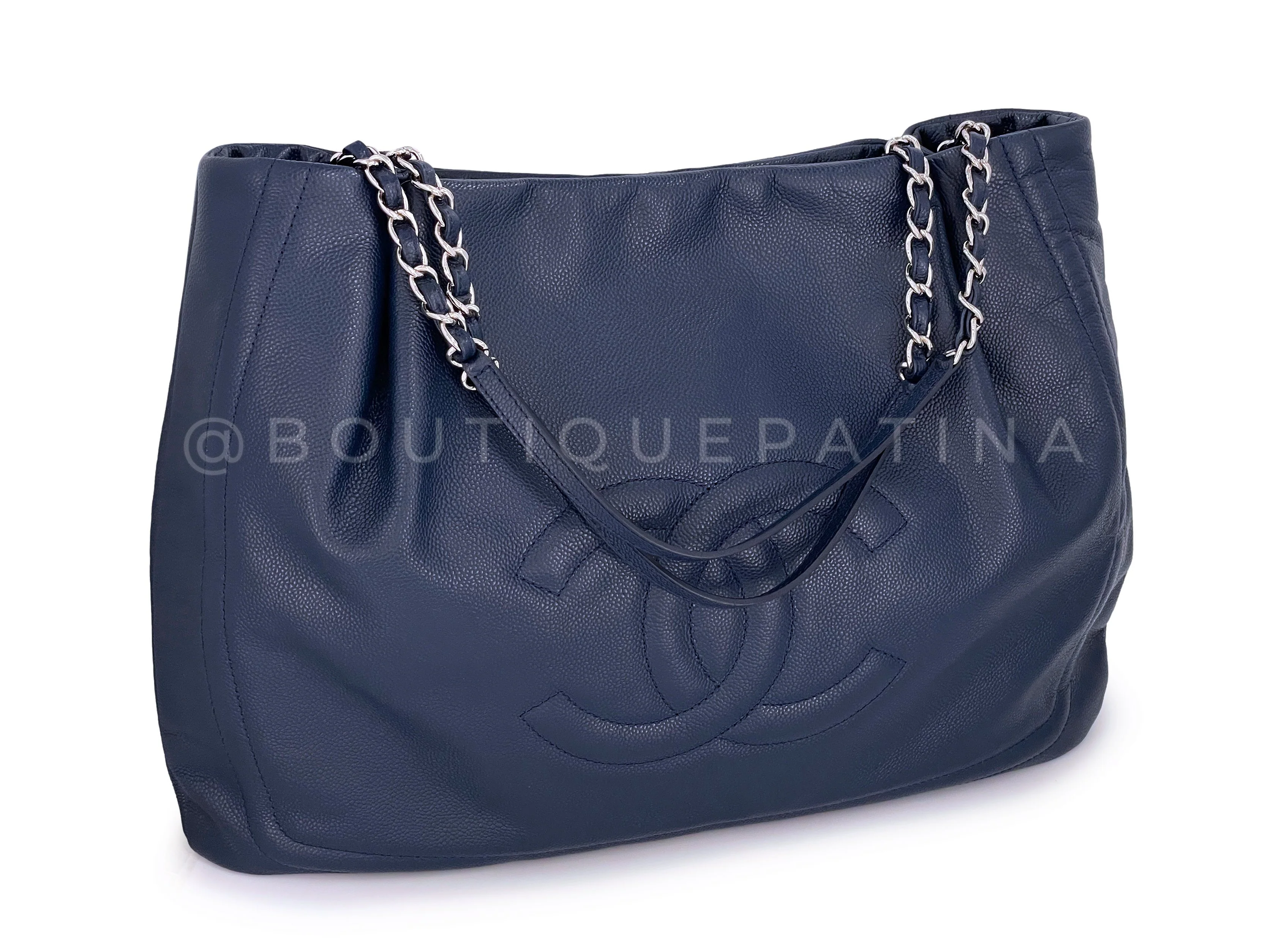 Chanel XL Giant Navy Blue Caviar Timeless Shopper Tote Bag SHW - Image 2