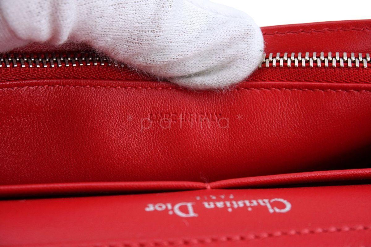 Christian Dior Red Calfskin Diorama Wallet on Chain WOC Flap Bag SHW - Image 12