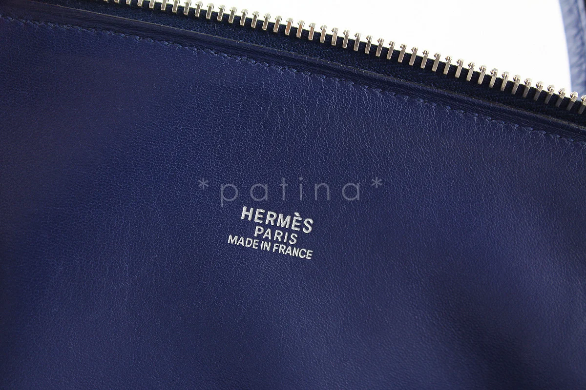 Hermes Brighton Blue Clemence 35/37cm Mou Bolide Bag - Image 11