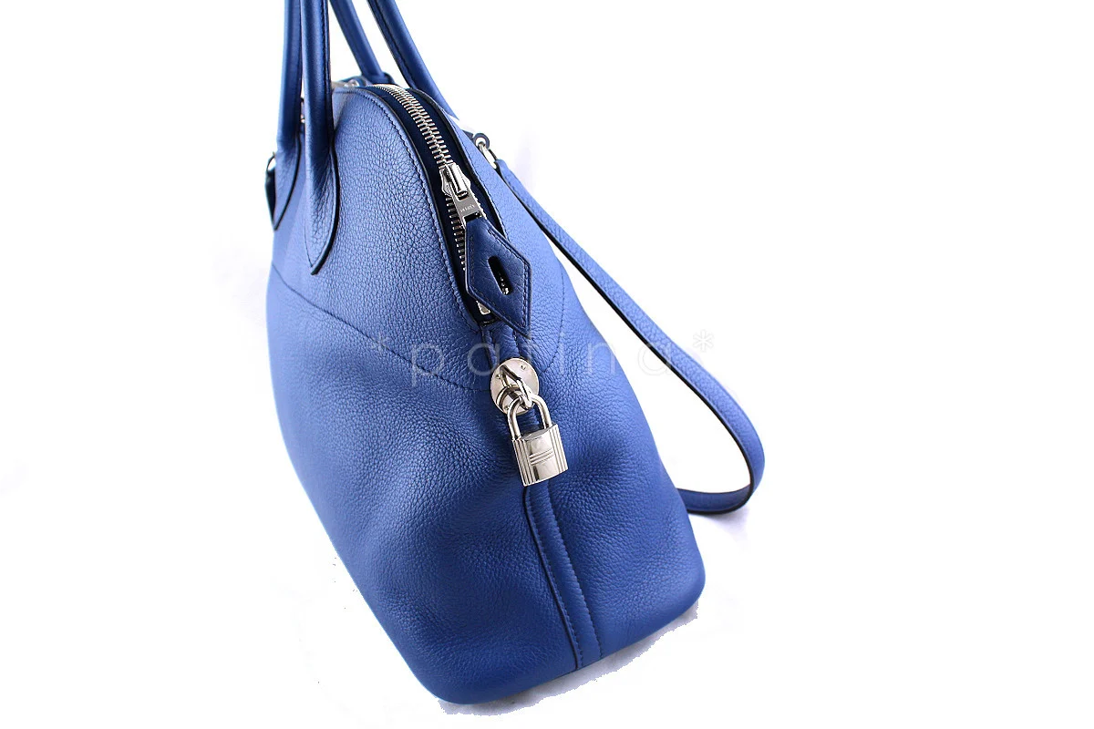Hermes Brighton Blue Clemence 35/37cm Mou Bolide Bag - Image 2
