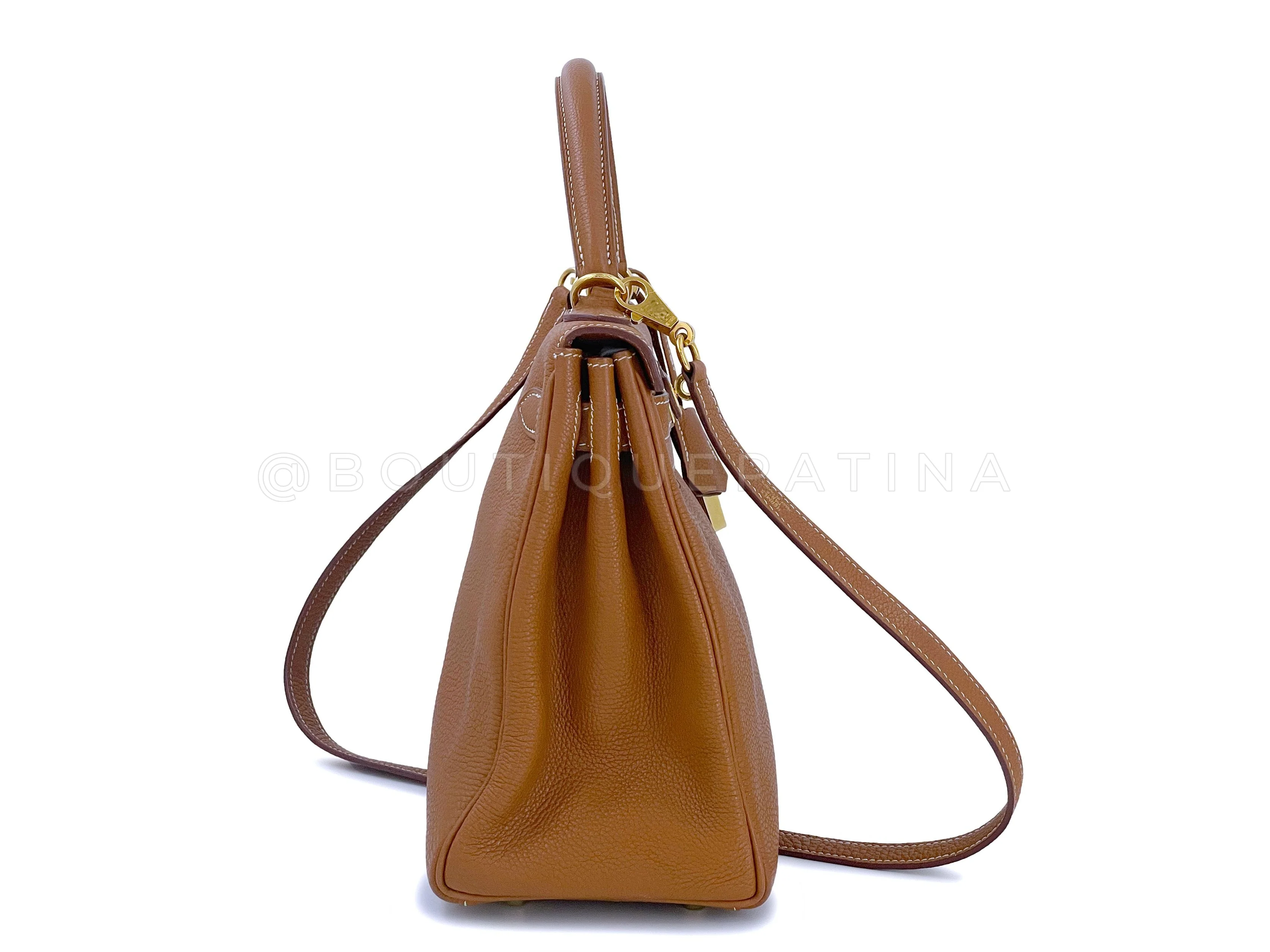 Hermes 28cm Kelly Bag Gold Camel Beige Togo Calfskin GHW - Image 3