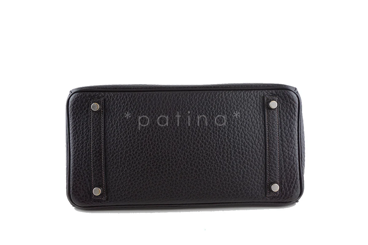 Hermes 30cm Birkin Bag in Ebene Dark Brown Fjord, PHW - Image 5