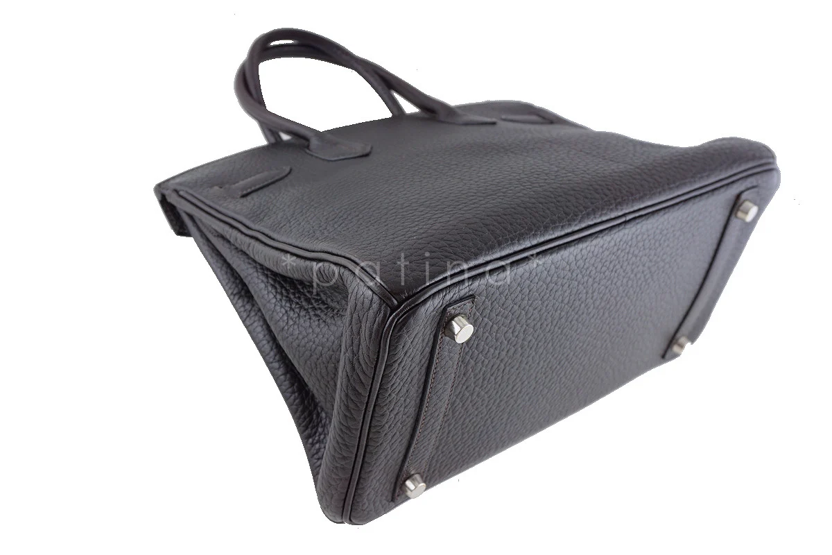 Hermes 30cm Birkin Bag in Ebene Dark Brown Fjord, PHW - Image 9