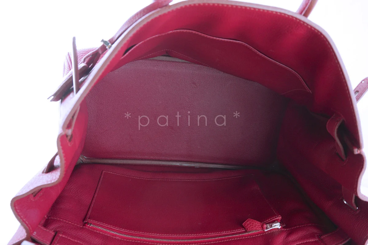 Hermes 35cm Birkin Bag in Rubis Ruby Red Clemence, PHW "N" Stamp - Image 17