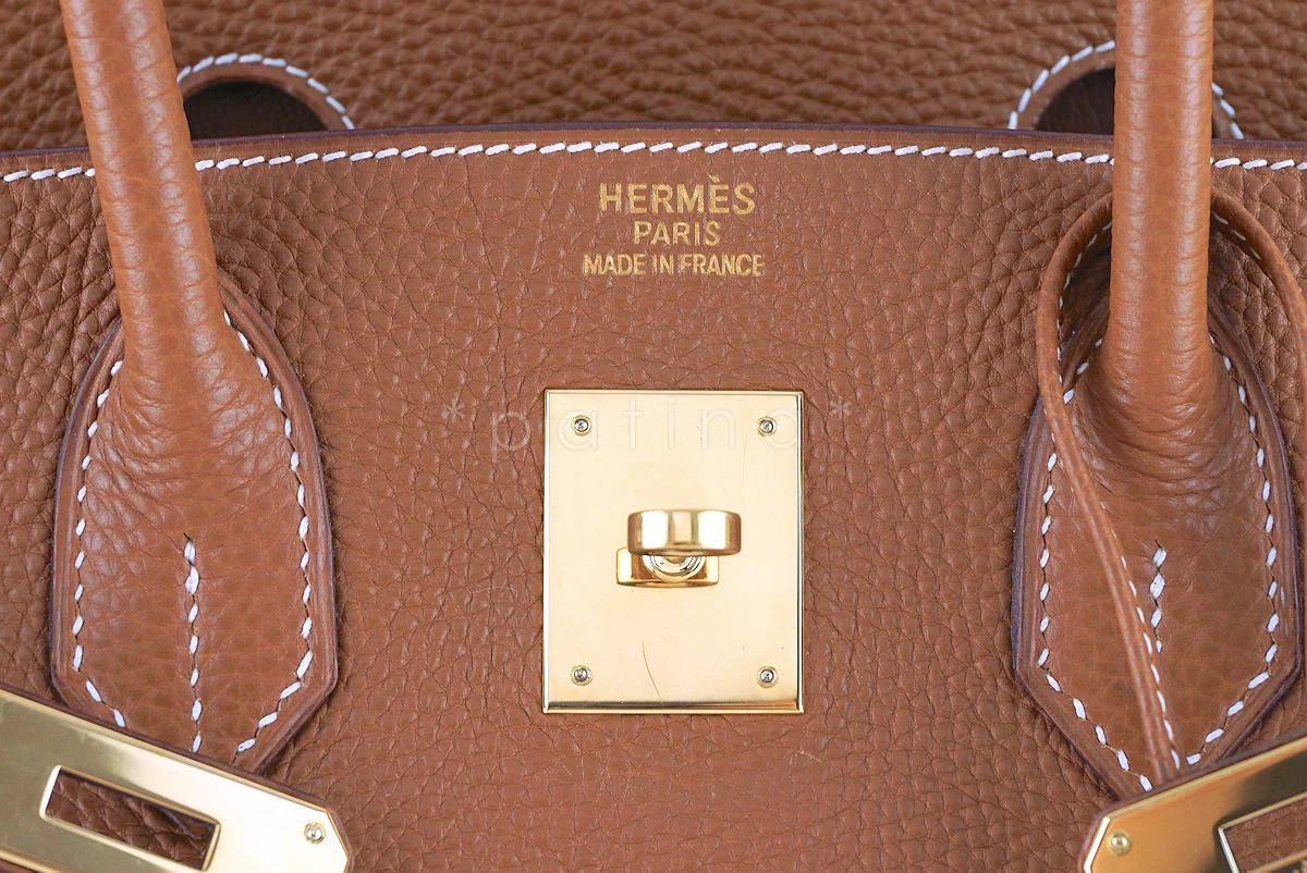 Hermes 35cm Birkin, Camel Gold Togo Tote Bag GHW - Image 12
