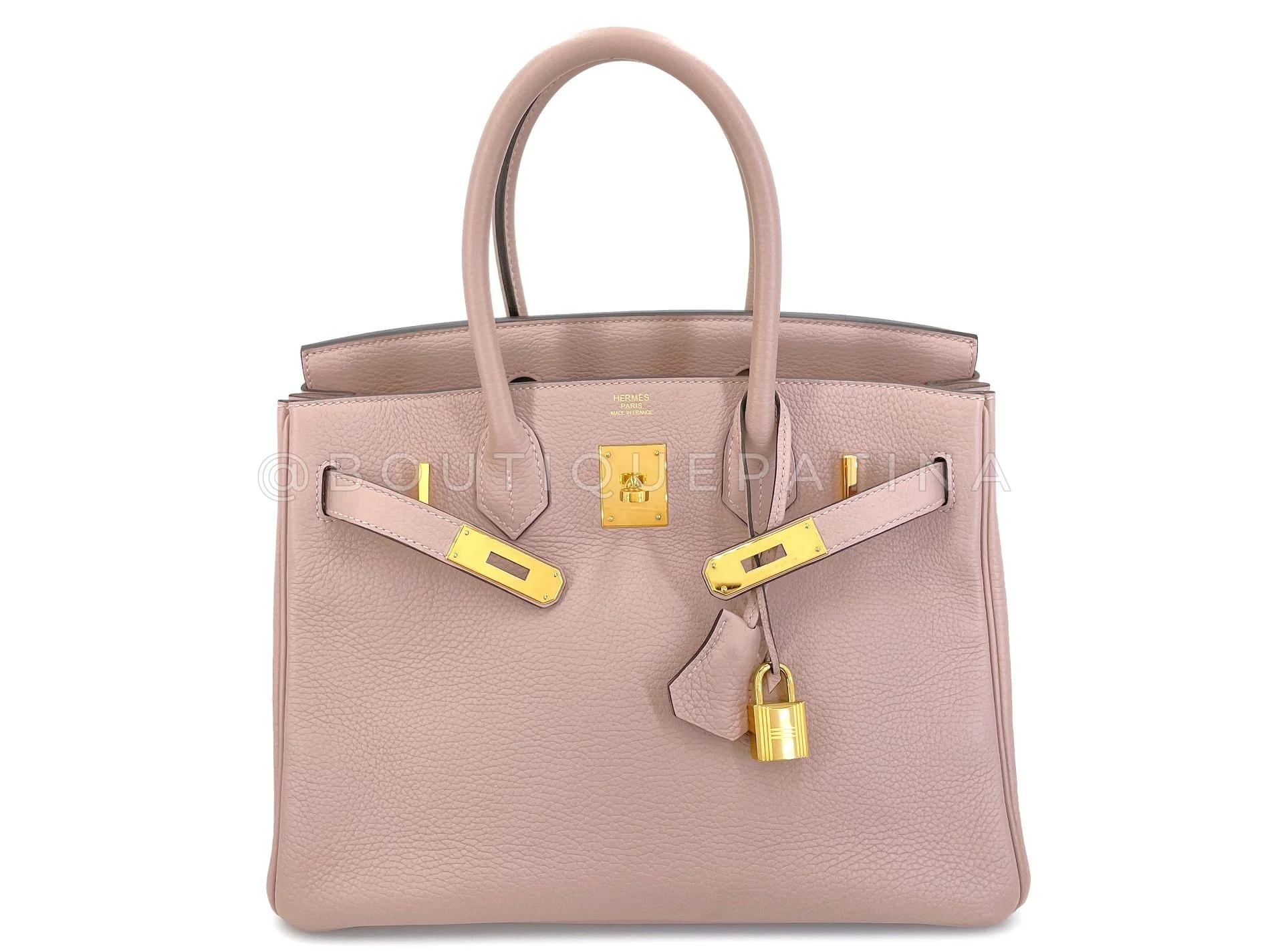 Hermès Birkin 30 Glycine Clemence Dusty Pink Beige Tote Bag - Image 12