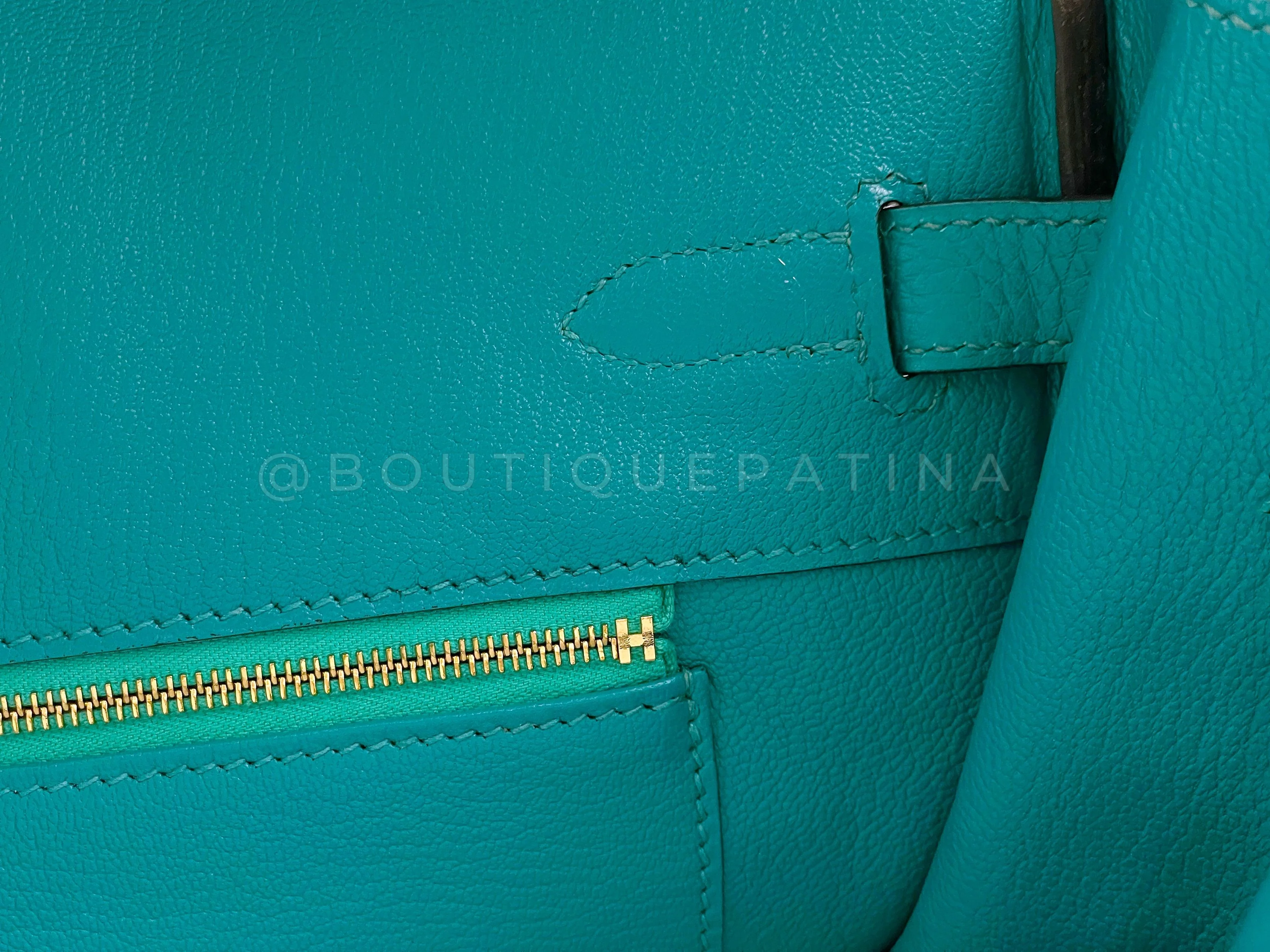 Hermes Birkin 35 Bleu Paon Togo Calfskin Blue-Green Tote Bag 24k GHW - Image 19