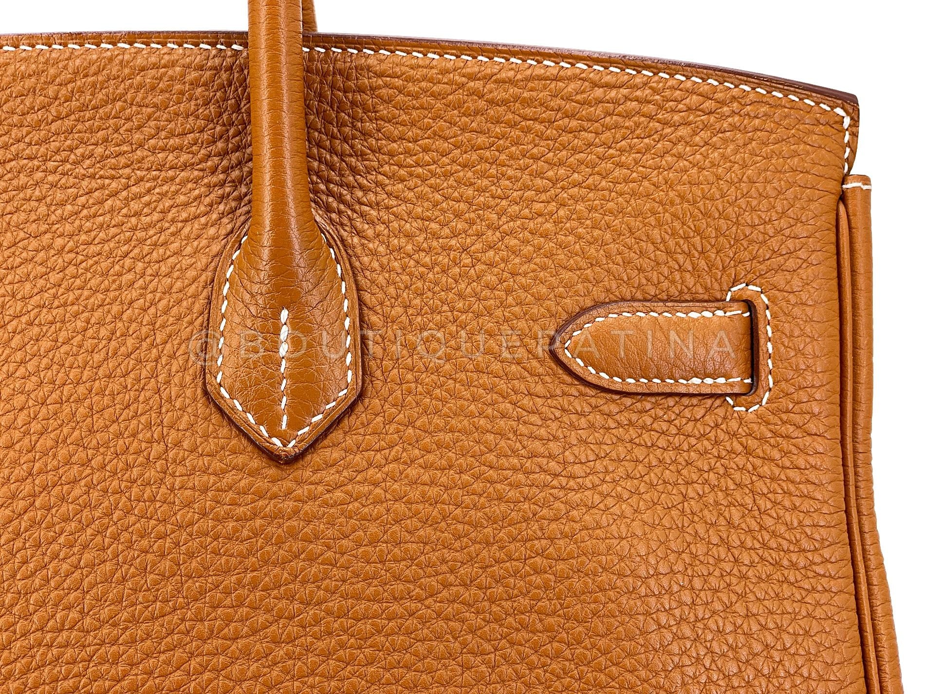 Hermès Birkin 35cm Gold Togo Bag Camel Brown Tote PHW QJJ - Image 12