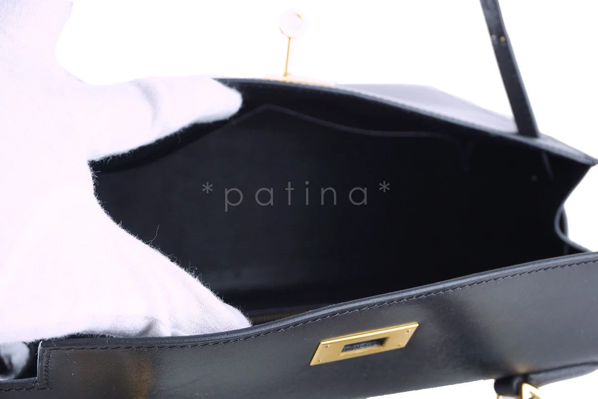 Hermes Black 28cm Box calf Kelly Sellier Bag - Image 15