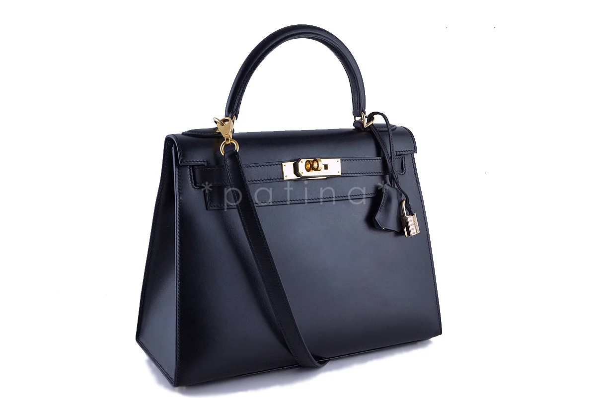 Hermes Black 28cm Box calf Kelly Sellier Bag - Image 2