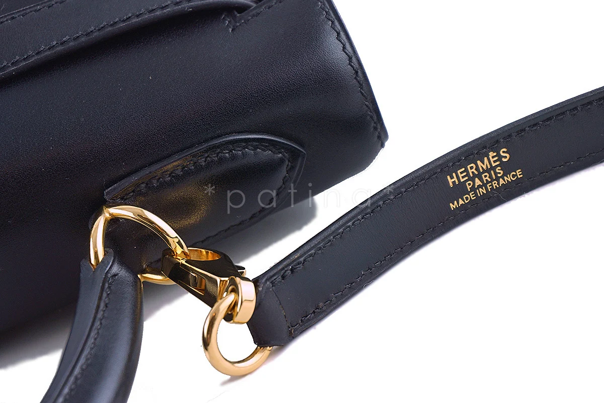 Hermes Black 32cm Box calf Kelly Retourne Bag - Image 7